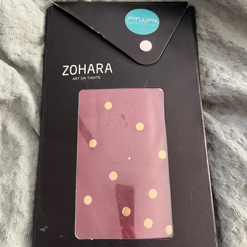 Zohara Cranberry Tights with Gold Polka Dots